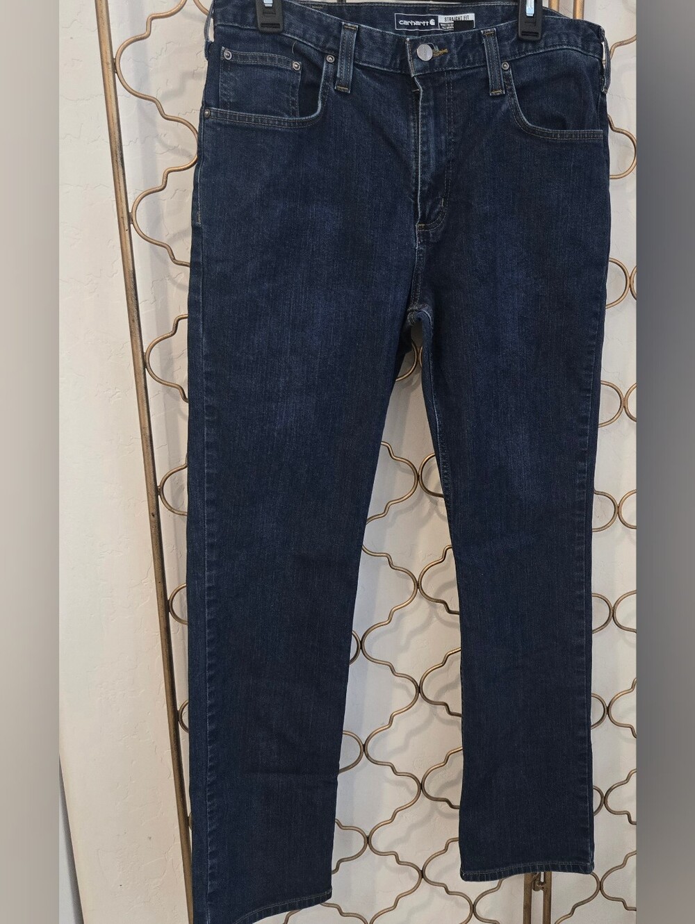Carhartt Mens Dark Indigo Straight Leg Jeans 34 Waist 32 Length